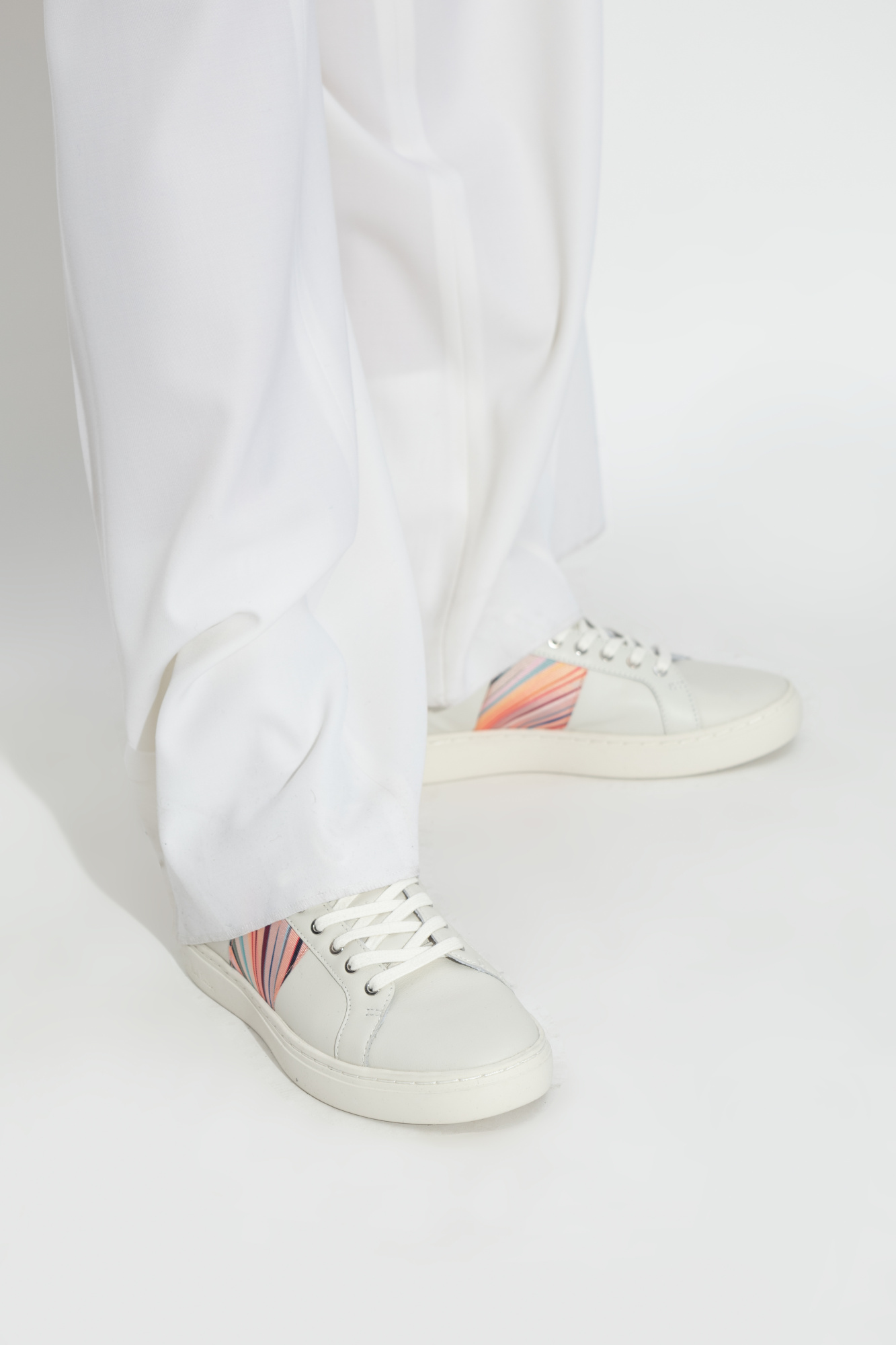 スニーカー Paul Smith SS25 (W1S LAP96 PLEA 01) Paul Smith Women's White Leather 'Dusky Swirl' Lapin